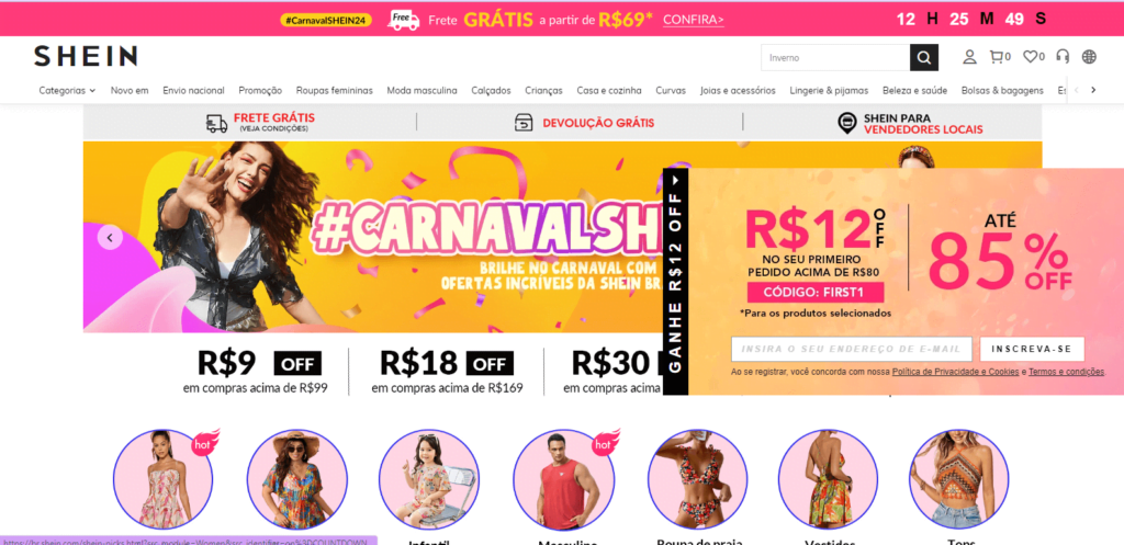 Site da Shein